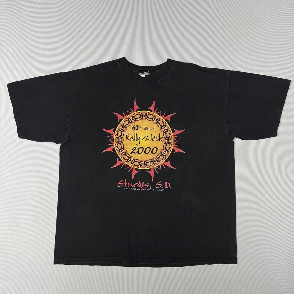 Vintage Black Sturgis Rally 2000 SD Biker Tee Motors Eagle Graphic Tee Mens XL